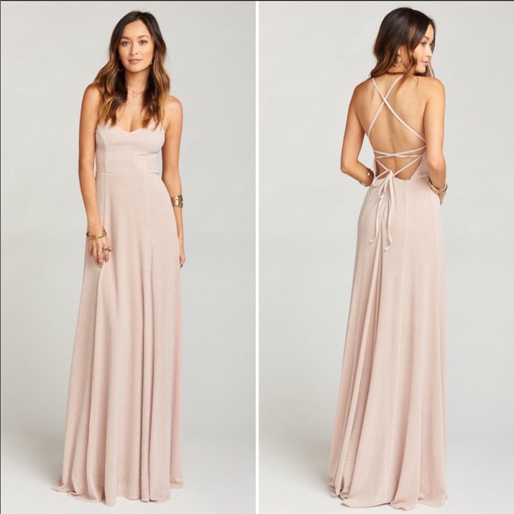Show Me Your MuMu Blush Pink Crisscross Back Maxi Dress